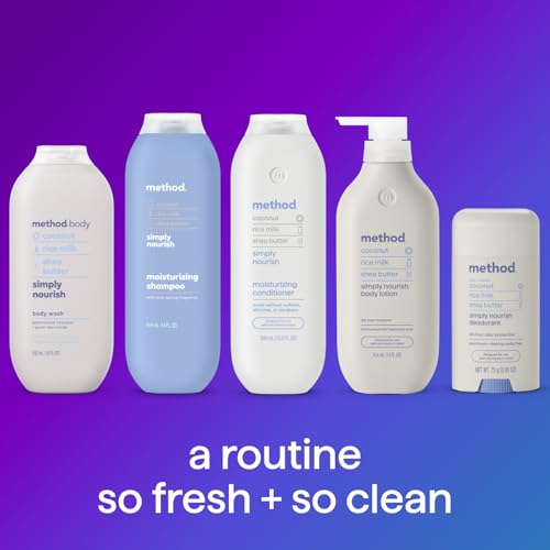 method Body Wash, Simply Nourish, 28 fl oz | Soothing Formula, Leaves Skin Feeling Soft & Moisturized, Made Without Parabens, Notes of Coconut, Rice Milk & Shea Butter