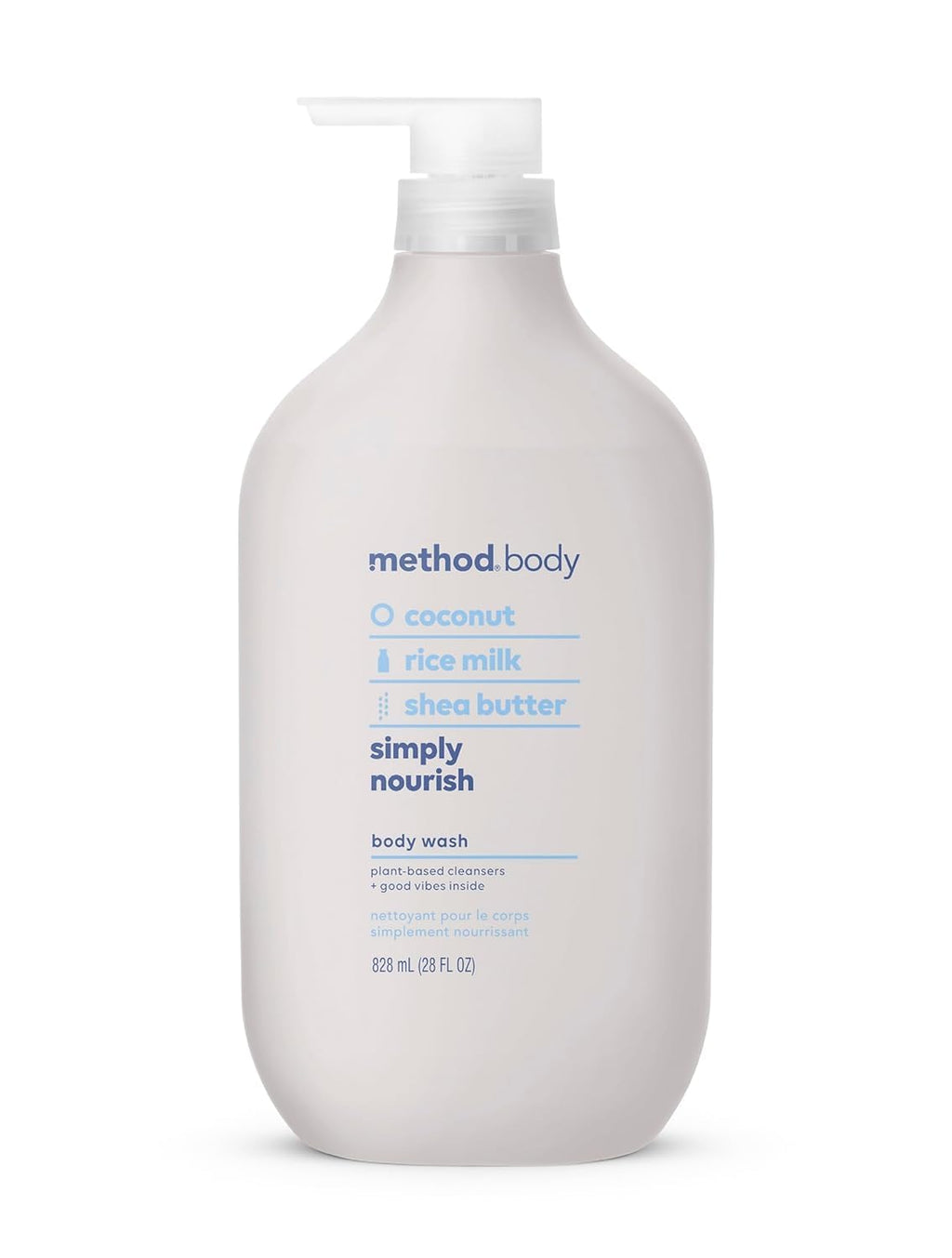 method Body Wash, Simply Nourish, 28 fl oz | Soothing Formula, Leaves Skin Feeling Soft & Moisturized, Made Without Parabens, Notes of Coconut, Rice Milk & Shea Butter