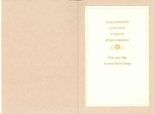 Hallmark Wedding Card (Mr. & Mrs.) | Die-cut Floral and Heart Pattern, Glittery Gold Backdrop, Envelope Included, High Quality Paper, Card Measures 5.8" X 8.3"