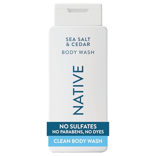 Native Clean Body Wash for Women & Men, Sea Salt & Cedar Scent, 18 fl oz | Gentle & pH Balanced for Sensitive Skin | 24HR Freshness | Free of Sulfates, Parabens, Phthalates | Vegan & Cruelty-Free