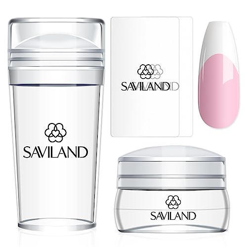 SAVILAND French Tip Tool Silicone Nail Stamper 4PCS | Long & Short Silicone Nail Stamp with Scrapers, Fast Easy French Nails, Nail Stuff for French Manicure Home DIY Salon