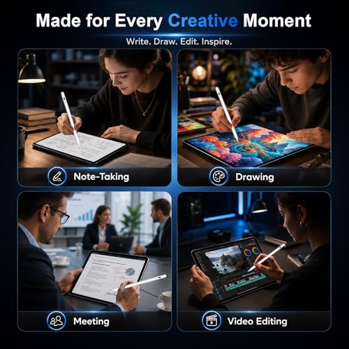 HATOKU Stylus Pen for Apple iPad 2018-2026 Magnetic for Note-Taking Drawing | 15Min Fast Charge iPad Pencil with High Precision, Tilt Sensitivity, Palm Rejection on iPad 6-11/Air/Pro/Mini, No Pairing