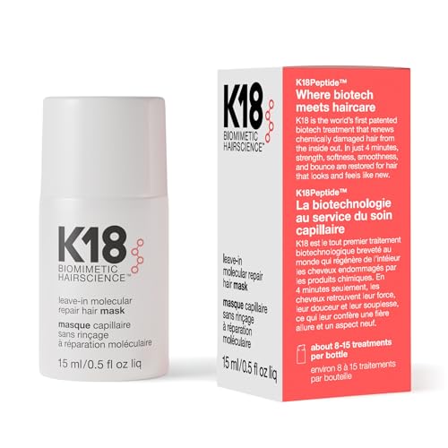 K18 Leave-In Molecular Repair Hair Mask | Peptide Hair Treatment Mask Repairs Bleach, Color, Chemical Services, Heat Damage In 4 Minutes
