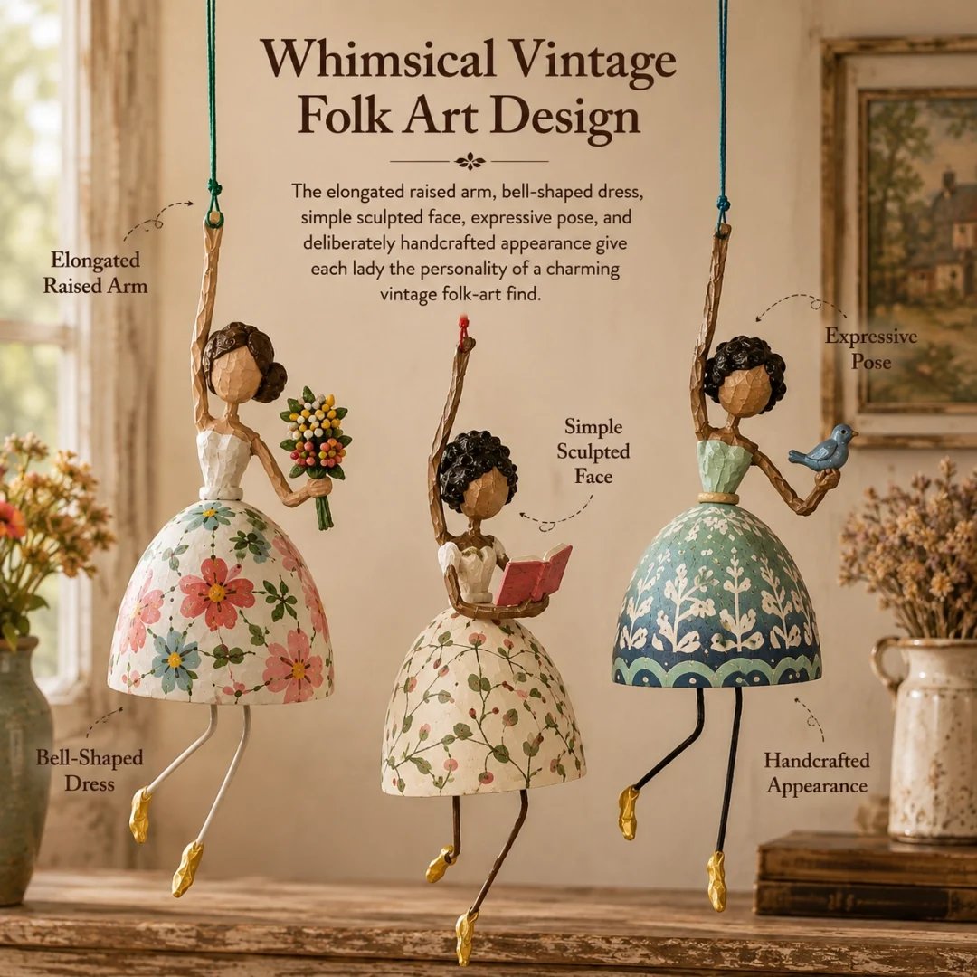 ⏳ Last Day 49% OFF – 🌸 Whimsical Dancing Lady Hanging Ornament | Vintage Folk-Art Décor with Wind-Activated Swaying Design & Playful Dangling Details ✨