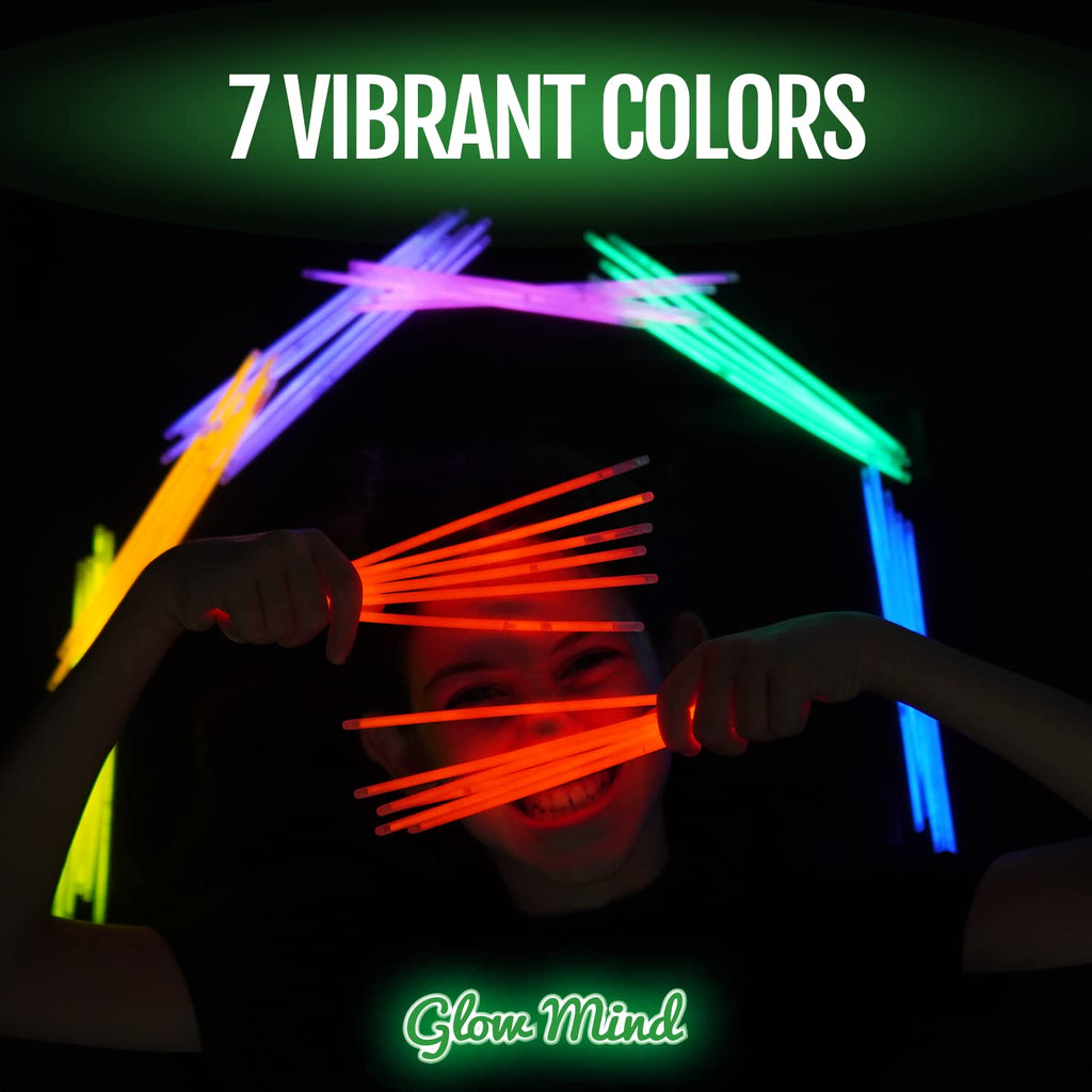 100 Glow Sticks Bulk Party Pack, 8" Halloween Glow Bracelets and Necklaces | Ultra bright neon glow in the dark party supplies with connectors for kids, camping, pool parties and weddings