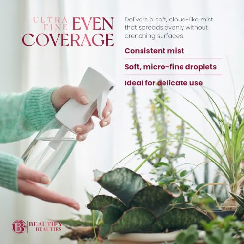 BeautifyBeauties Continuous Spray Bottle for Hair, 10.1 oz Mister Spray | Perfect for barbers, salons, household cleaning, watering plants, pet care, ironing & essential oil scents