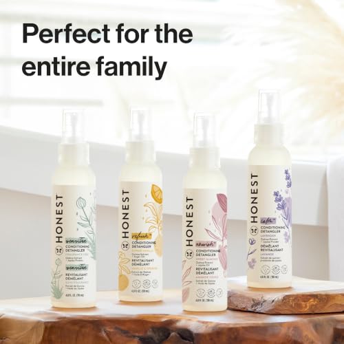 The Honest Company Hair Detangler, Citrus Vanilla Refresh, 4 fl oz | Leave-In Conditioner & Detangler Spray, 4 Fl Oz. Tear-Free, Hypoallergenic. Gentle For Baby's Sensitive Skin.