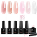 modelones Builder Nail Gel, Builder for Nails Jelly Nude Pink 6 Colors | Fall Hard Strengthener Rubber Base Gel Polish 8-in-One Extension LED Nail Lamp Cured