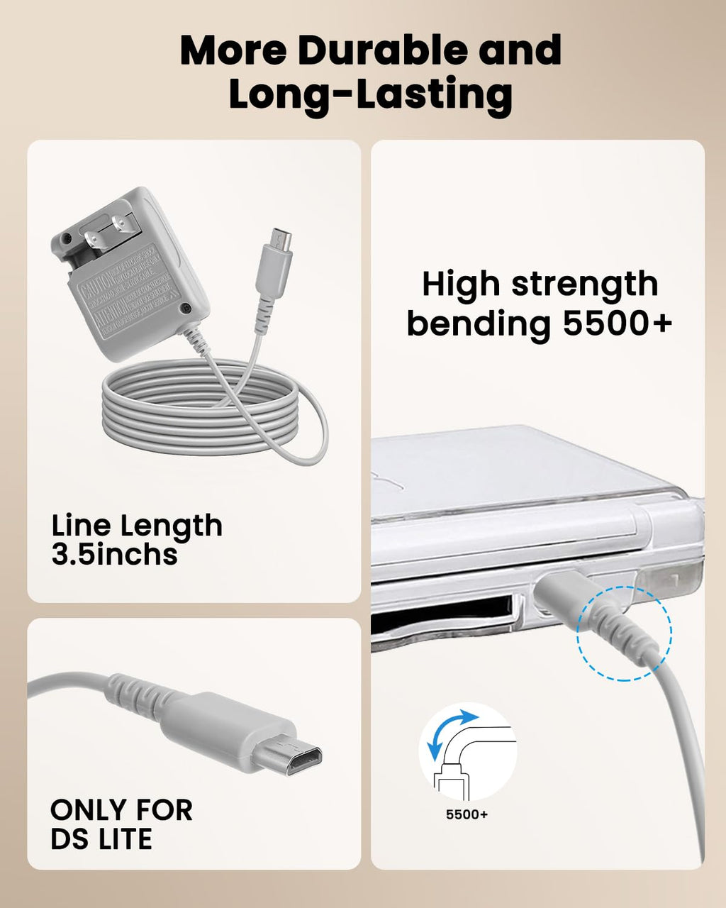DS Lite Charger Kit Compatible with DS Lite 100-240V Wall Plug Adapter with 4 Stylus Pen for DS Lite