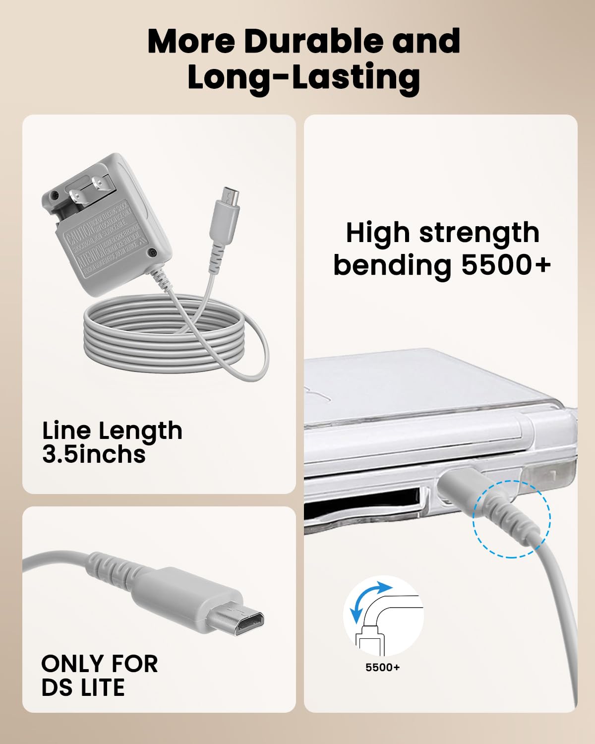 DS Lite Charger Kit Compatible with DS Lite 100-240V Wall Plug Adapter with 4 Stylus Pen for DS Lite