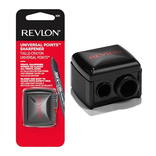 Revlon Universal Points Makeup Sharpener, Black, 1 Count | Makeup sharpener for wooden and plastic pencils. Fits small to large sizes and is easy to clean.