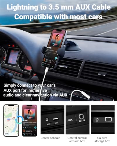 Aux Cord for iPhone,[Apple MFi Certified] Lightning to 3.5 mm AUX Cable for Car Stereo, Speaker, Headphone, Auxiliary Audio Cable Compatible with iPhone 14 13 12 11 XS XR X 8 7 3.3FT White