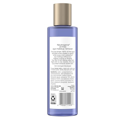 Neutrogena Oil-Free Eye Makeup Remover, 8 fl. oz | Gentle Cleanser for Sensitive Eyes, Dissolves Waterproof Mascara, Non-Greasy, Dermatologist & Ophthalmologist Tested