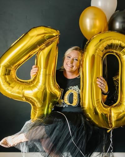 Gold 0 Balloon - Number Balloon 40 Inch, 0th Gold Birthday Decorations | Giant foil helium inflatable 10 20 30 40 50 Numbers Balloon Birthday Decorations, Gold Party Supplies for Women Men