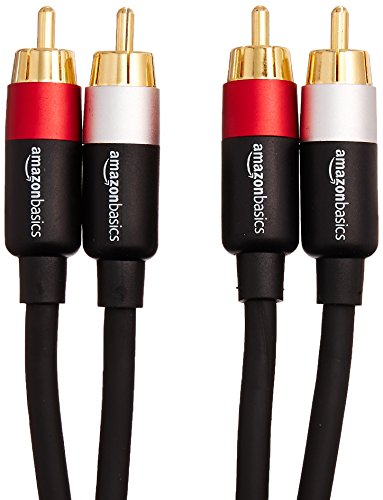 Amazon Basics 2 RCA Stereo Audio Cable for Hi-Fi System, Amplifier, Active Speakers or Subwoofer with Gold-Plated Plugs, Digital Audio Compatible, 4 Feet, Black