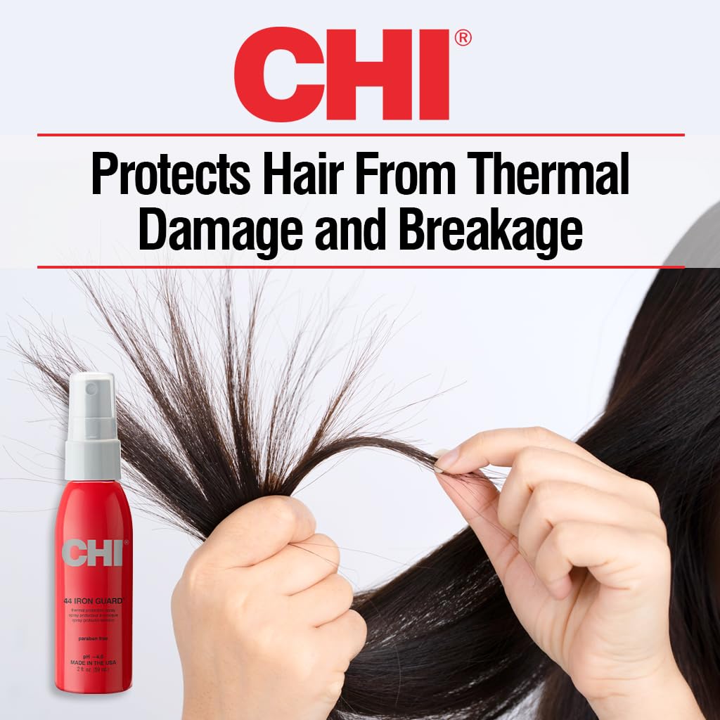 CHI 44 Iron Guard Thermal Protection Spray for Hair, 2 Oz | Heat Damage Shield with Ceramic Minerals, Lightweight Styling Spray, Frizz Control & Shine Enhancer