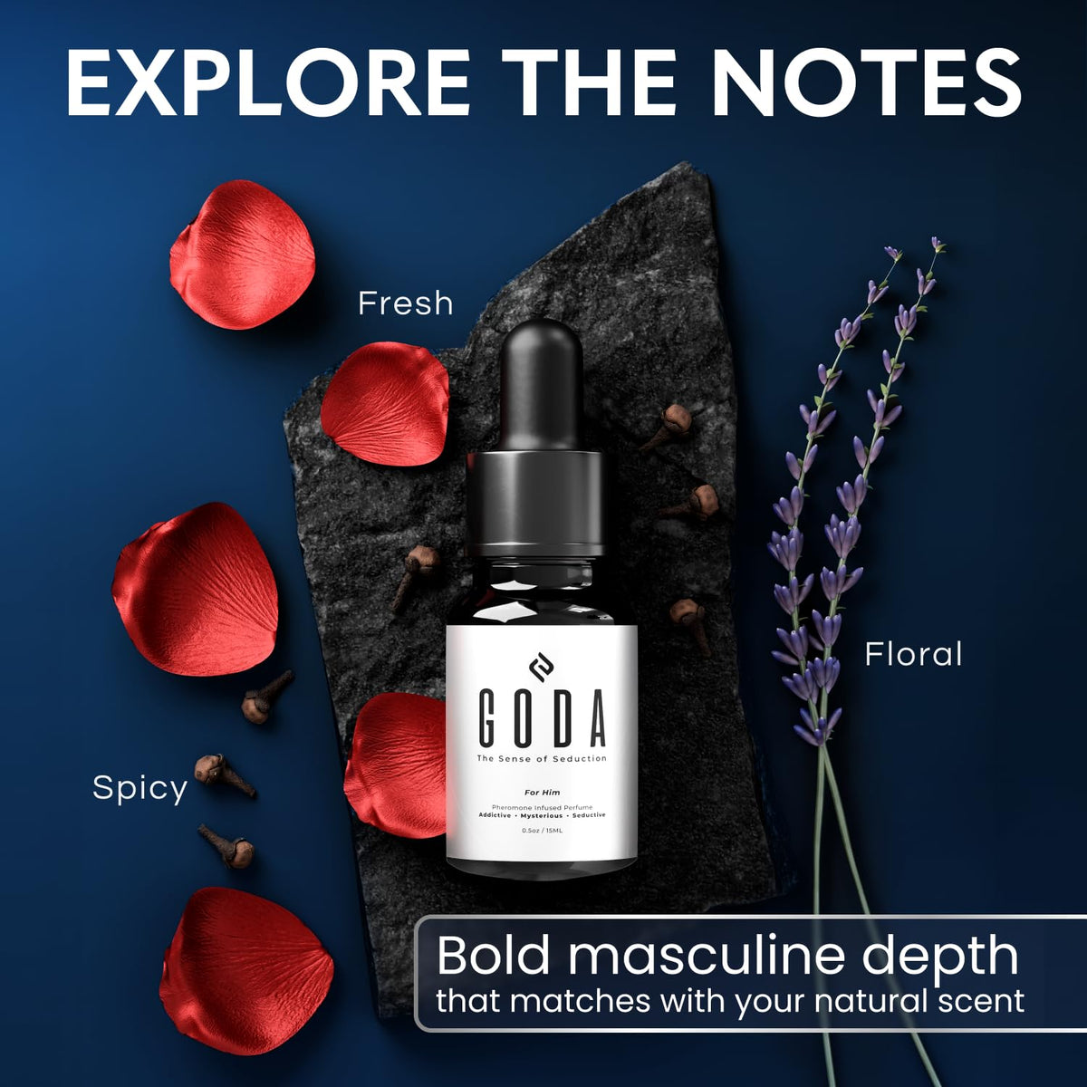 GODA Pheromones Cologne for Men Infused with Real Pheromones – Citrus and Lavender Scent – Sophisticated Fragrance for Confidence and Presence – Perfume for Men – 15ml/0.50 fl oz