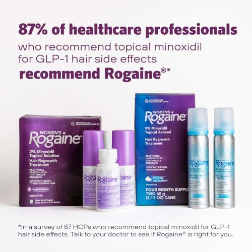 Women's Rogaine 5% Minoxidil Topical Foam, Unscented, 2 x 2.11 oz | Once-a-Day Hair Loss Treatment for Women, Regrow Fuller, Thicker Hair, Unscented, 4-Month Supply