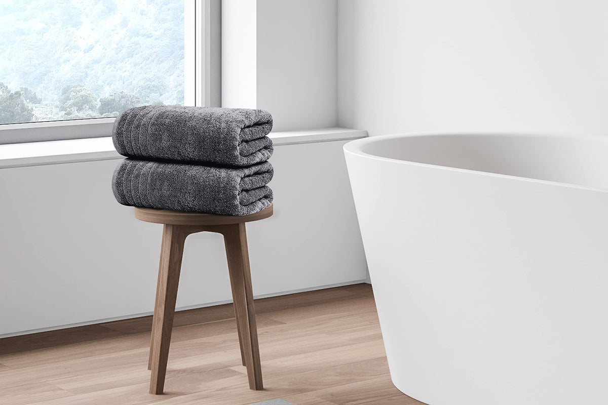 Tens Towels 4 Piece Extra Large Bath Towels 30 x 60 Inches, Dark Grey | 100% Cotton, Larger & Lighter Weight, Quicker to Dry, Super Soft and Absorbent, Perfect for Bathroom