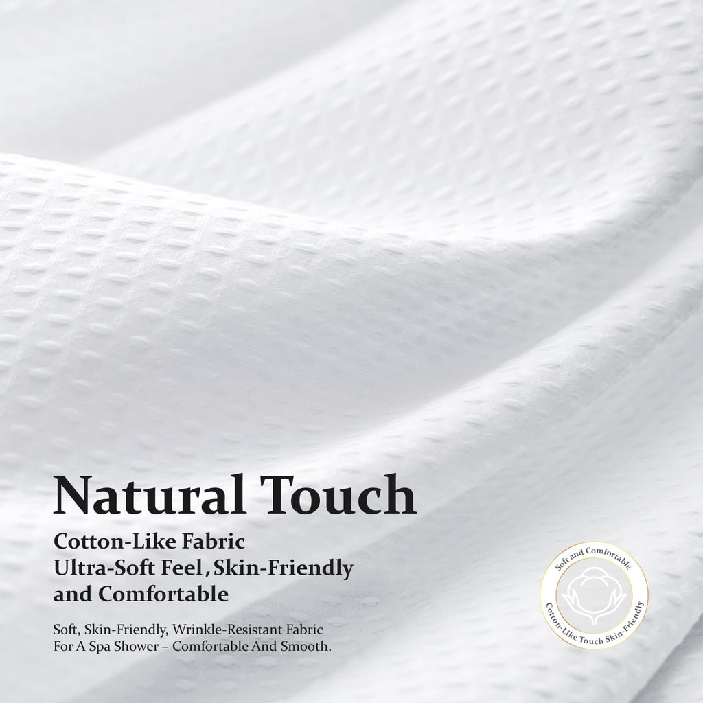 Dynamene Waffle Shower Curtain 256 GSM Heavy Duty Fabric 72"x72" White | Thick Textured Cloth, Weighted Hem, Water Repellent Washable, Hotel Luxury Polyester Shower Curtain Set for Bathroom 12 Hooks