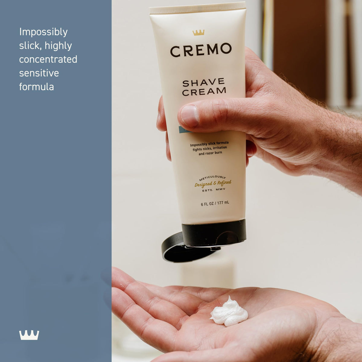 Cremo Shaving Cream for Men, Sensitive, 6 Fl Oz | Barber grade, Smooth shave cream, Cooling finish, Helps with razor irritation, Slick hydrating formula