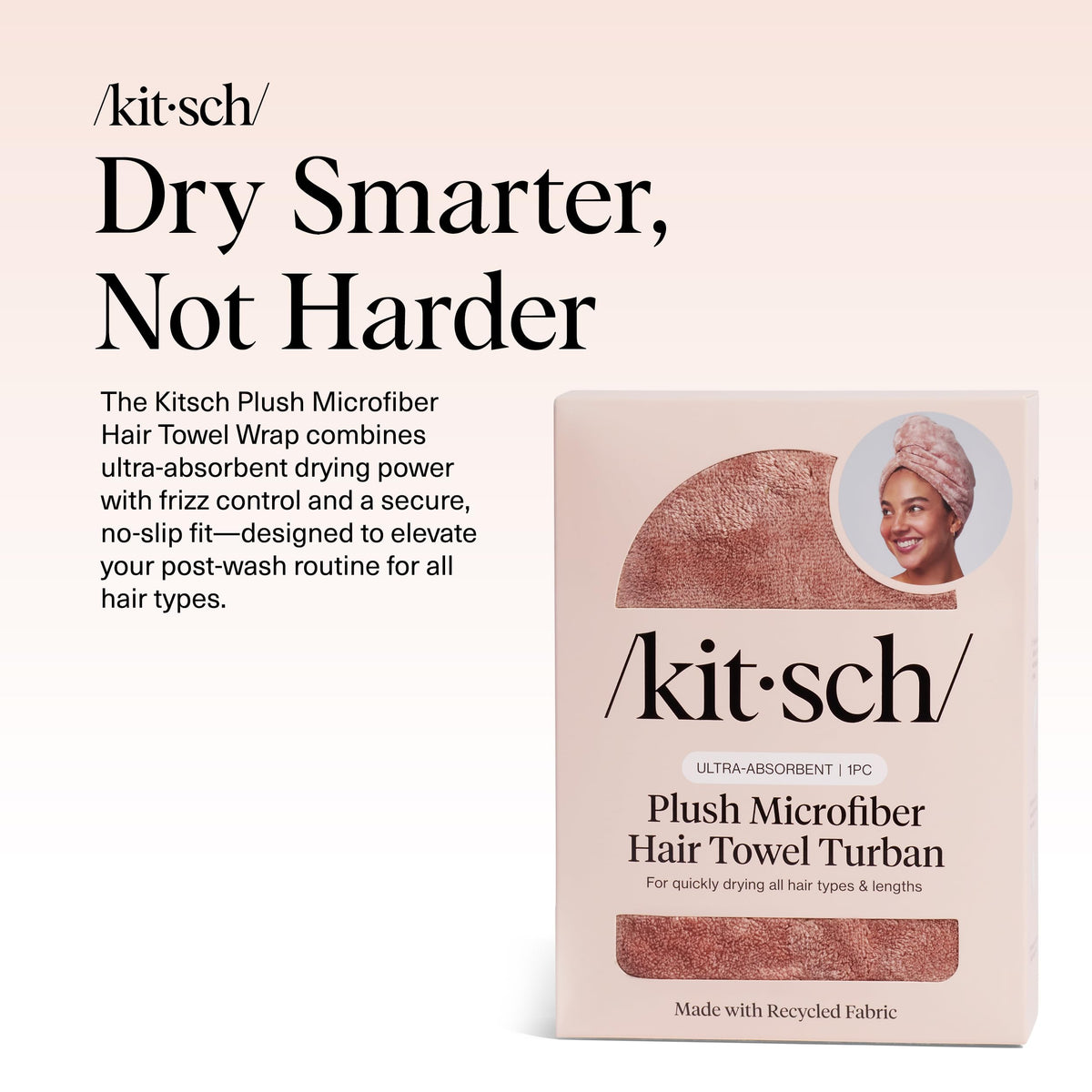 Kitsch XL Microfiber Hair Towel Wrap for Women - Terracotta