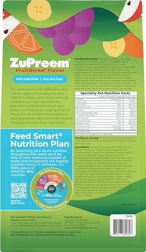 ZuPreem FruitBlend Macaw & Cockatoo Food, Uniform Bird Food, L, 3.5 lb | Bird Food Pellets, Real Fruit, Fruit Blend, Macaw Food, Cockatoo, Bird Pellets, Quakers, Parrot, Medium Birds, Made in USA