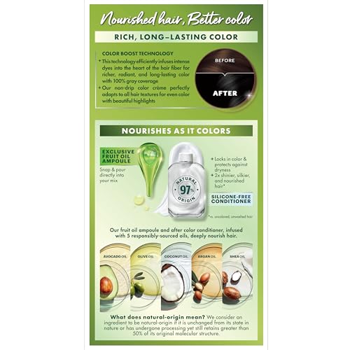 Garnier Nutrisse Ultra Crème Hair Color, 10 Black, 1 Count | Permanent Hair Dye with 100% Gray Coverage, 5-Fruit Oil Nourishing System, Rich, Vibrant Color, Vegan & Cruelty Free