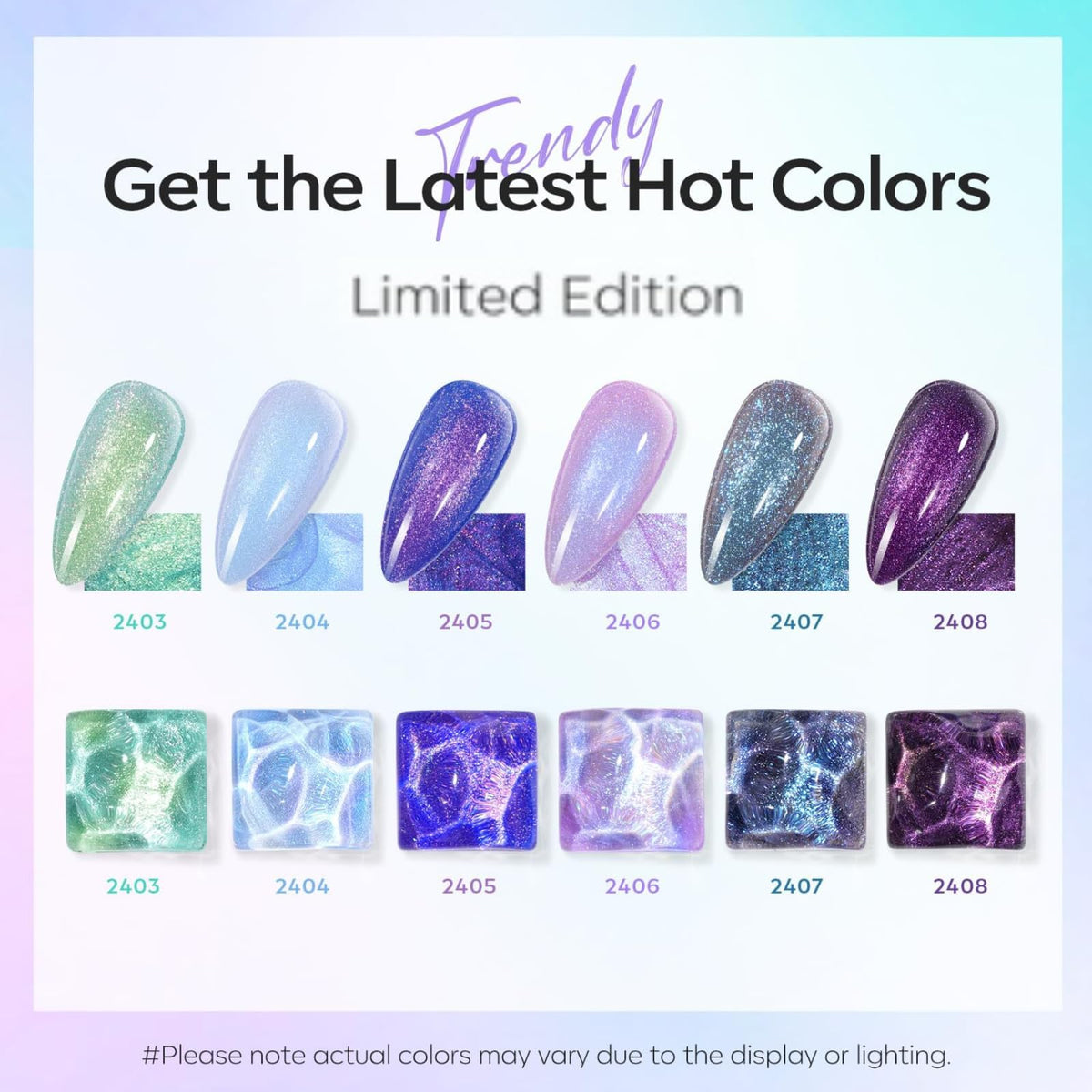 modelones Gel Nail Polish Set Glitter Chameleon 6Colors Blue Green Purple