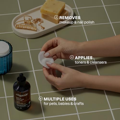 Cliganic Premium Cotton Rounds for Face, Makeup Remover Pads, 300 Count | 100% Pure, Lint-Free, Hypoallergenic, Soft & Absorbent for Toner & Serum, Gentle Facial Use, No Shedding