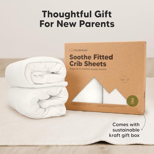 KeaBabies 2pk Organic Cotton Crib Sheets for Boys Girls 52x28, Soft White | Soft Breathable Fitted Crib Mattress Sheet Neutral, Cozy Cover for Baby Bed Set, Toddler Mattress, Cute Prints