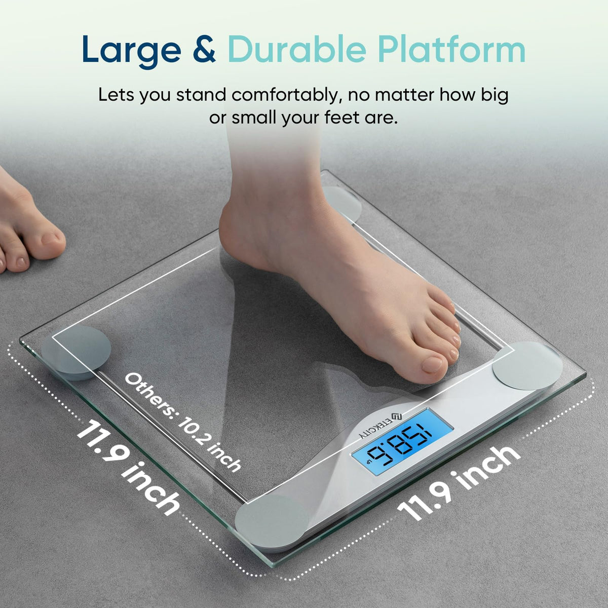 Etekcity Digital Body Weight Bathroom Scale, 6mm Tempered Glass, 400 lbs | Large Blue LCD Backlight Display, High Precision Measurements for Home Bathroom Use