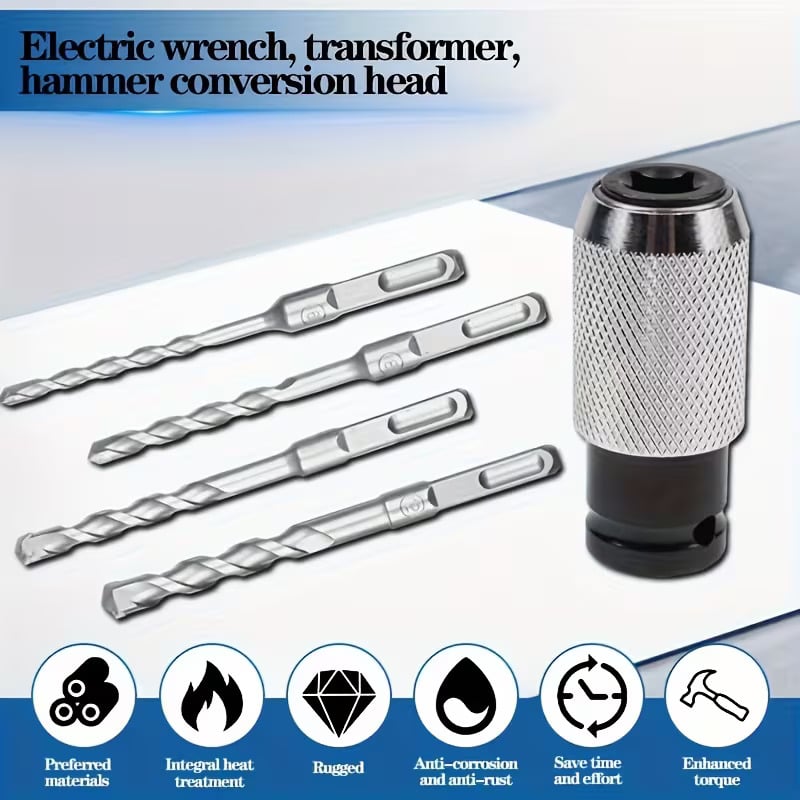⏰Last Day Promotion 50% OFF🛠️❤️‍🔥Rotary Hammer Adapter with Impact Drill Bits Set🔥🔥