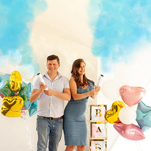 PrimePure Gender Reveal Confetti Cannon, Biodegradable Blue Powder, 2 Pack | Biodegradable Powder Cannon Smoke Bombs, Ideal for Outdoor or Indoor Baby Boy Gender Reveal Party & It's a Boy Baby Shower
