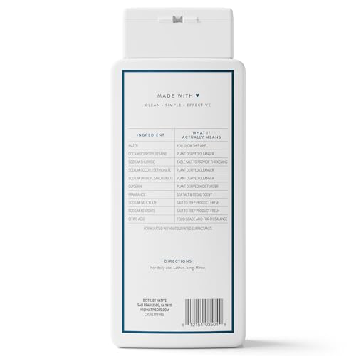 Native Clean Body Wash for Women & Men, Sea Salt & Cedar Scent, 18 fl oz | Gentle & pH Balanced for Sensitive Skin | 24HR Freshness | Free of Sulfates, Parabens, Phthalates | Vegan & Cruelty-Free