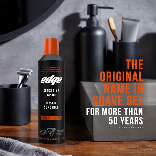 Edge Shaving Gel for Men, Sensitive Skin, 9.5 oz (2 Pack) | Sensitive skin shaving cream gel, Reduces irritation, Aloe-enriched formula, Lubricates for razors, Moisturizing glide