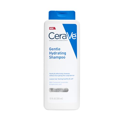 CeraVe Gentle Hydrating Shampoo with Hyaluronic Acid for Hair & Scalp, 12oz | Leaves Hair and Scalp Soft and Healthy-Looking with Ceramides, Niacinamide and A Color Safe Formula