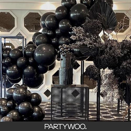 PartyWoo Black Balloons 152pcs Different Sizes of 18 12 10 5 Inch | Balloons for Baby Shower Birthday Graduation Casino Gaming Anniversary Race Car Baby Party Decorations Black-Y18