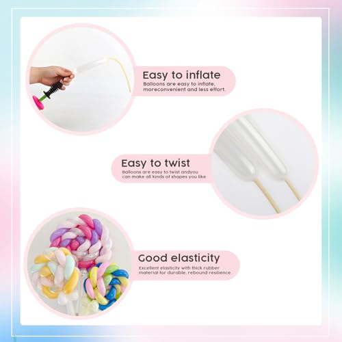 260 Balloons - Clear Long Balloons for Tying Balloon Arch & Balloon Ties | 100Pcs Clear Animal Balloons, Skinny Balloons for Tying, Long to Tie, Twisting, Modeling, Making & Birthday Party Decor