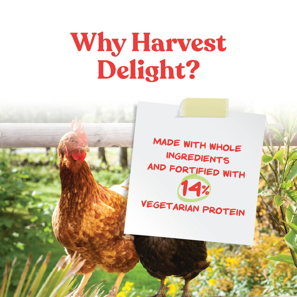 Manna Pro Harvest Delight Poultry Treat, Whole Grain & Seed Mix with Fruits & Vegetables, 14% Protein Snack for Chickens, Ducks & Mixed Flocks, 2.25 lb