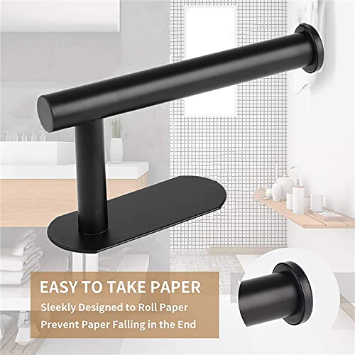 JOPOFI Toilet Paper Holder - Adhesive Toilet Paper Holder - Matte Black | Toilet Paper Holder Wall Mount for Bathroom,Stainless Steel Command Strip Toilet Paper Roll Holder Stick On Wall,No Drilling