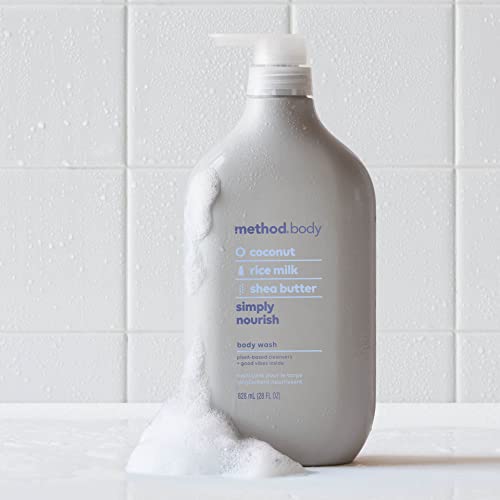 method Body Wash, Simply Nourish, 28 fl oz | Soothing Formula, Leaves Skin Feeling Soft & Moisturized, Made Without Parabens, Notes of Coconut, Rice Milk & Shea Butter