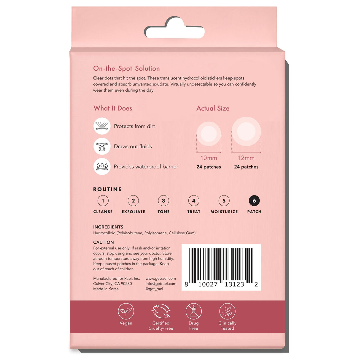 Rael Miracle Invisible Spot Cover Hydrocolloid Acne Pimple Patches (96 Ct) | Ultra-Thin Patch for Face, Absorbs Fluid From Blemishes, Facial Sticker, Korean Skin Care, Pore Care, 2 Sizes