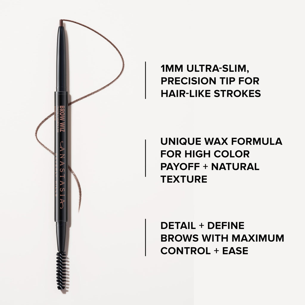 Anastasia Beverly Hills - Brow Wiz Ultra-Slim Precision Eyebrow Pencil | Precision Tip For Defined Brows, Natural Hair-Like Finish, High-Pigment, Long-Lasting Formula, Built-In Spoolie.