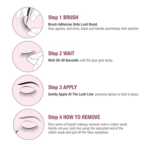i•ENVY Super Strong Hold Eyelash Adhesive, Waterproof, 48-Hour Long-Lasting Lash Glue, Latex-Free, Hypoallergenic, Quick-Drying with Brush-On Applicator for Strip Lashes (Black, 1 Pack)