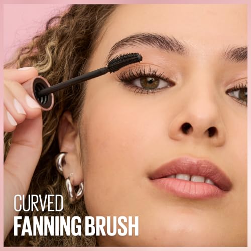 Maybelline Lash Sensational Washable Mascara, Lengthening and Volumizing for a Full Fan Effect, Blackest Black, 1 Count