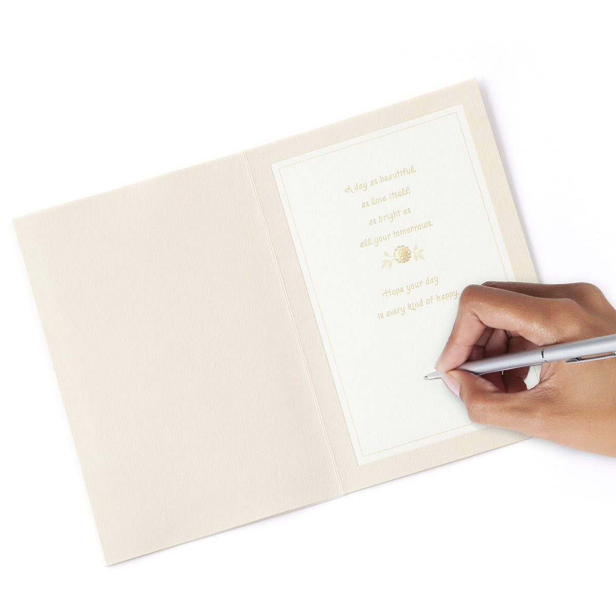 Hallmark Wedding Card (Mr. & Mrs.) | Die-cut Floral and Heart Pattern, Glittery Gold Backdrop, Envelope Included, High Quality Paper, Card Measures 5.8" X 8.3"