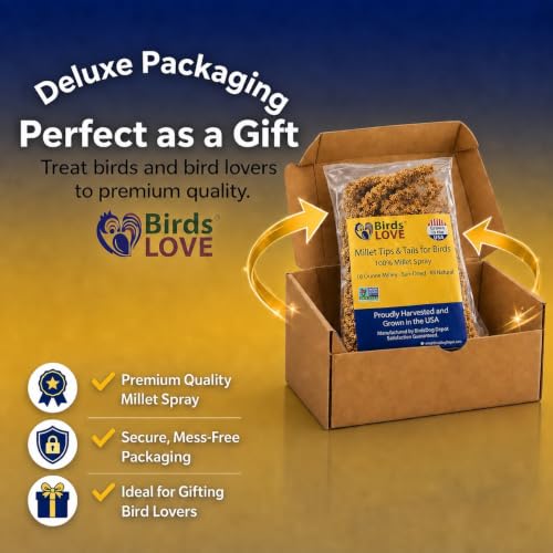 Birds LOVE® Millet Tips & Tails for Birds – Premium Spray Millet Treat, Non-GMO, USA Grown – Natural Bird Food for Parakeets, Cockatiels, Budgies, Lovebirds, Finches, Canaries & Parrots – 1 lb