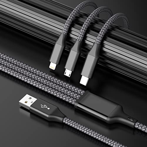 3 IN 1 Multi Charging Cable, Phone Chargers for Multiple Devices, 2Pack 4FT | USB Cable Charging Cords with Type-C, IP, Micro USB for iPhone 17-8/Android/Office/Home, Car Accessories Travel Essentials