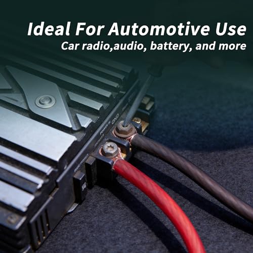 Energeaster 4 Gauge Wire 25FT Black + 25FT Red Automotive Primary Wire | Copper Clad Aluminum, Primary Automotive Power/Ground Cable, for Audio Speaker, RV, Amp, Generator, Solar, Translucent Jacket